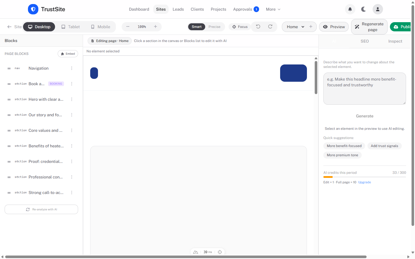 AI site editor
